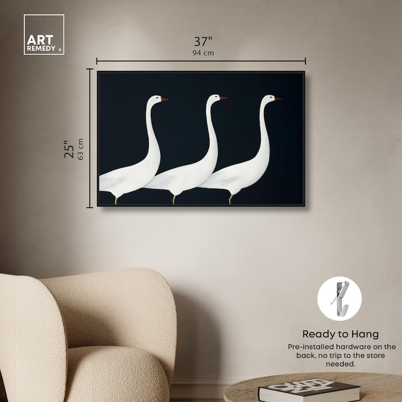 Trio of Swans Canvas by Art Remedy