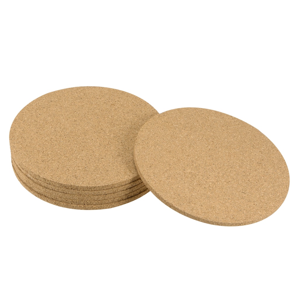 Cork Coasters Round Wooden Drinks Mats 4.7Inch Dia 0.16Inch Thick 6Pcs - Yellow - 4.7 x 0.16 inch