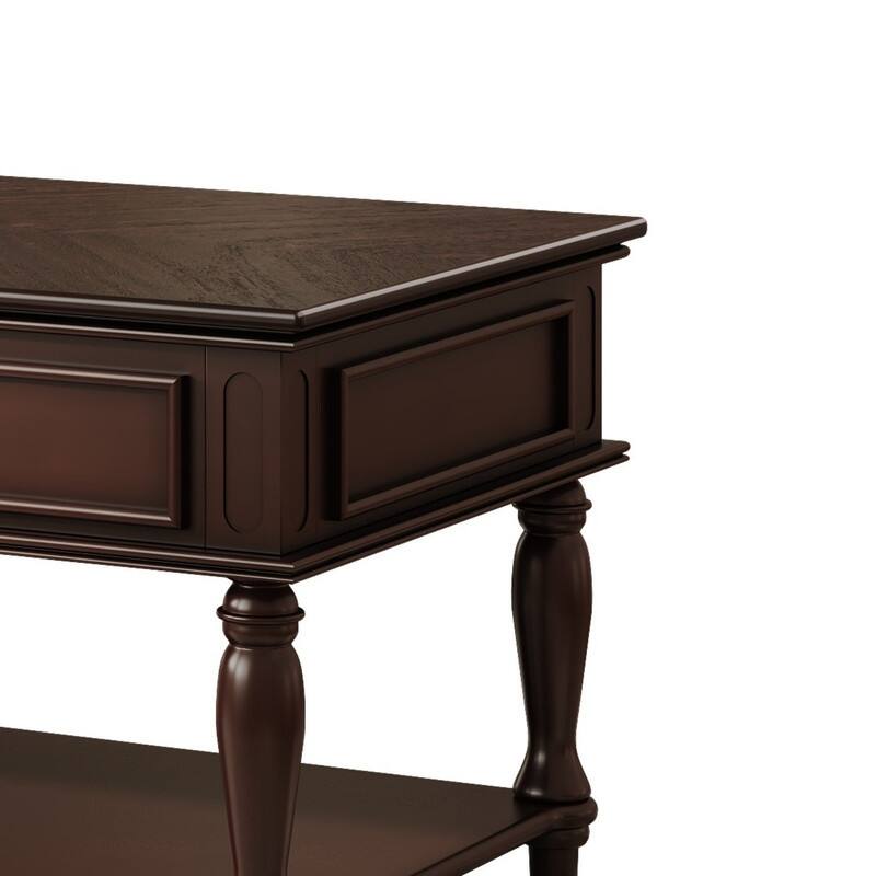 Farmhouse 47.2" Coffee Table with Drawer, Retro Design Easy Assembly and Movable Lockable Wheels for Living Room
