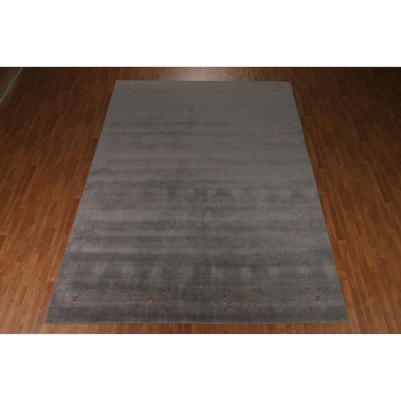 Handmade Gray Gabbeh Indian Area Rug 9x12 - 9' x 12'