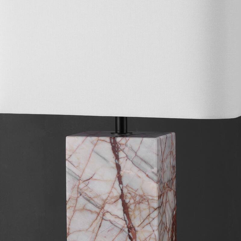 SAFAVIEH Couture Chrisette Marble Square Base Table Lamp - 15"W x 15"D x 28"H