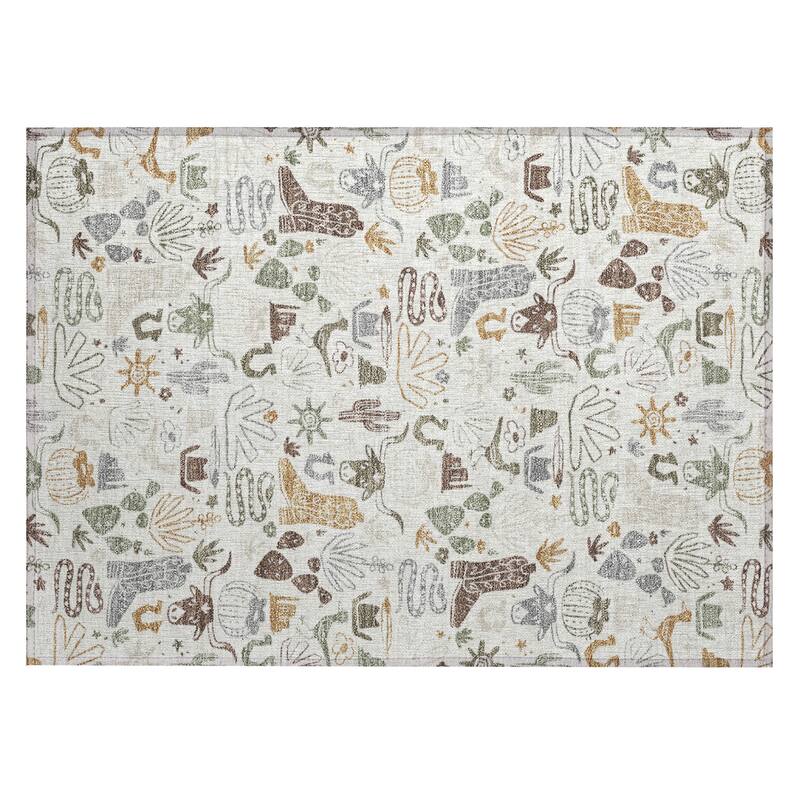 Machine Washable Indoor/ Outdoor Modern Ranch Chantille Rug