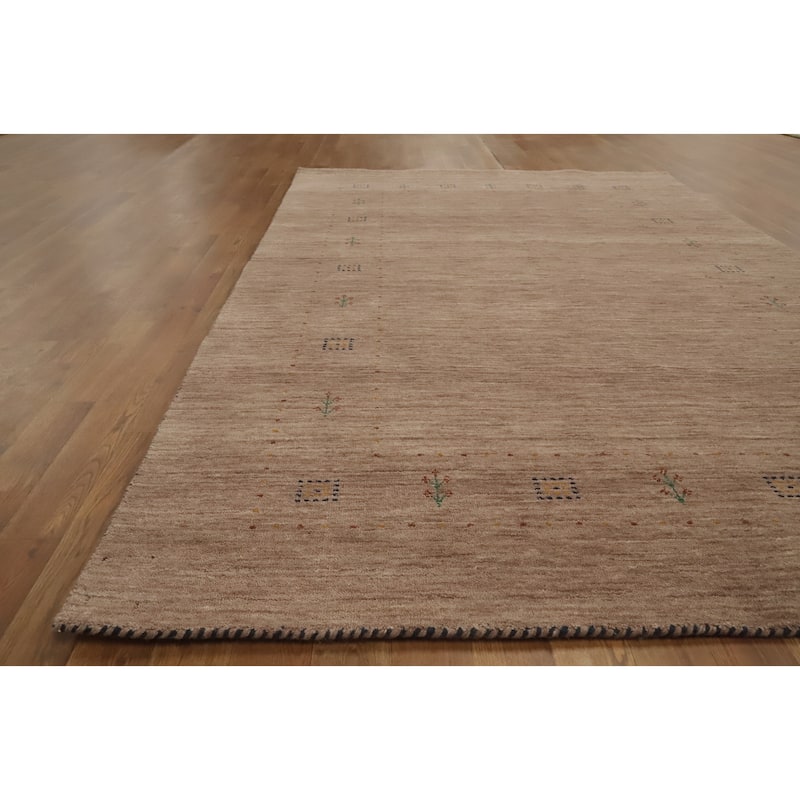 Tribal Gabbeh Oriental Area Rug , Handmade Brown Wool Carpet - 7' 10'' X 5' 0''