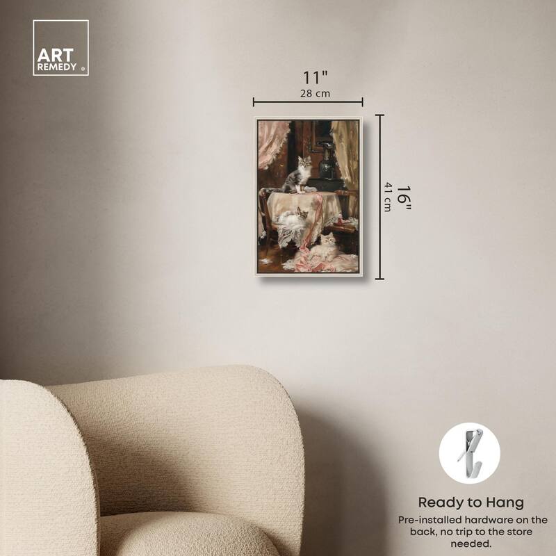 Kittens at the Table Canvas by Art Remedy
