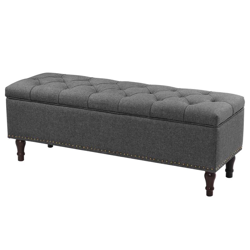 Tufted Upholstered Storage Bench Ottoman with Hidden Storage for Bedroom, or Living Room