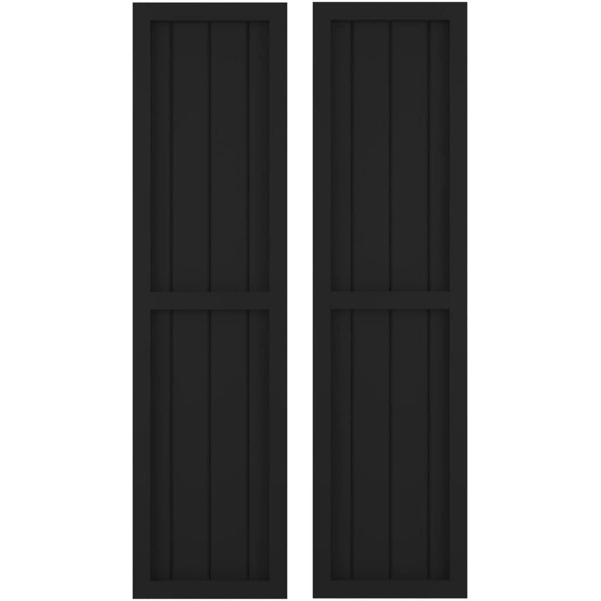 Americraft Exterior Real Wood Two Equal Panel Framed Board-n-Batten Shutters (Per Pair)