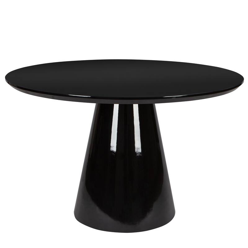 47" Round Glossy Dining Table - Solid Wood Base, Seats 6, Elegant