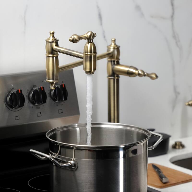 Kingston Brass Restoration Two-Handle 1-Hole Deck Mount Pot Filler Faucet