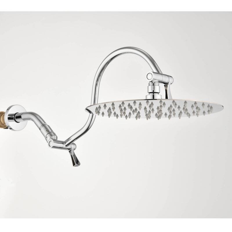 Bathlet 10" Rain Shower Head with Adjustable Height & Distance Extension Arm