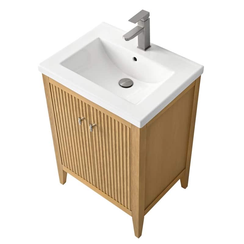 Vanity Art 24" Single Sink Bathroom Vanity Cabinet with Ceramic Top
