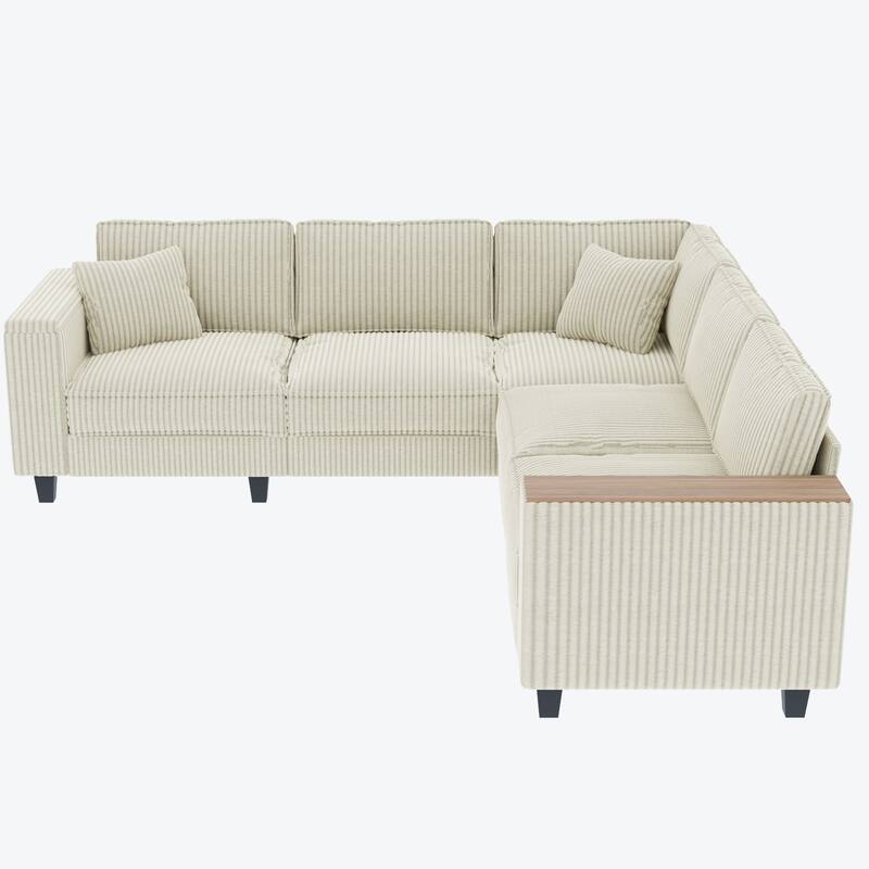 Christopher Knight Home - Jackson Oversized L-Shaped Corduroy Corner Couch with Armrest Storage