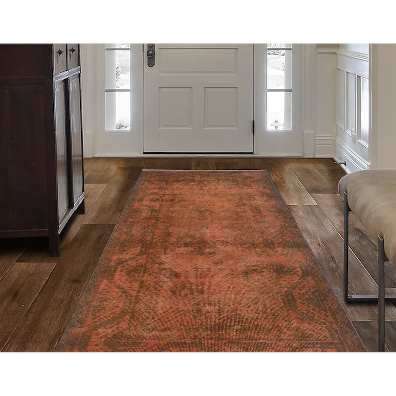 Vintage Overdyed Dahlia Orange/Brown Runner - 3'5" x 6'2"