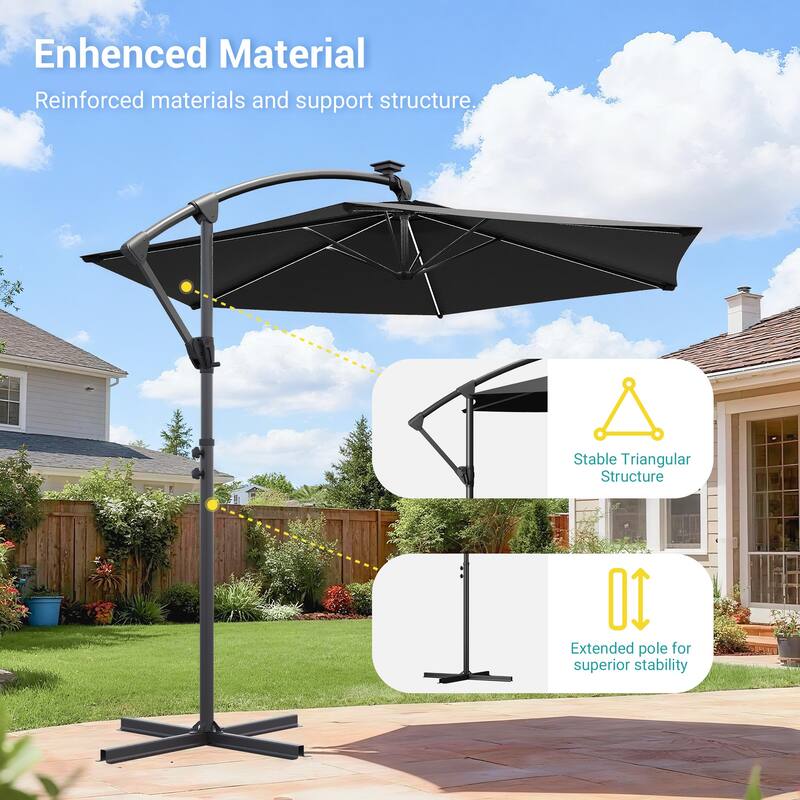 Sonkuki Outdoor 10FT LED lighted Patio Offset umbrella for Garden