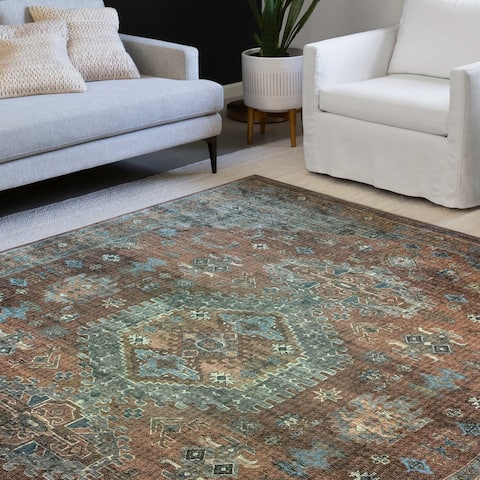 Alexander Home Leanne Traditional Distressed Printed Area Rug