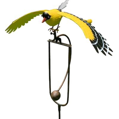 48" Yellow and Black Realistic Finch Rocker Outdoor Garden Stake