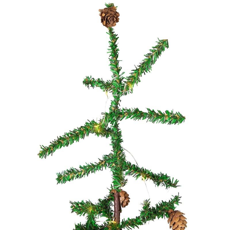 Pre-lit Christmas Tree with Pinecones and Burlap Base - 4' - Clear Lights - 4 Foot