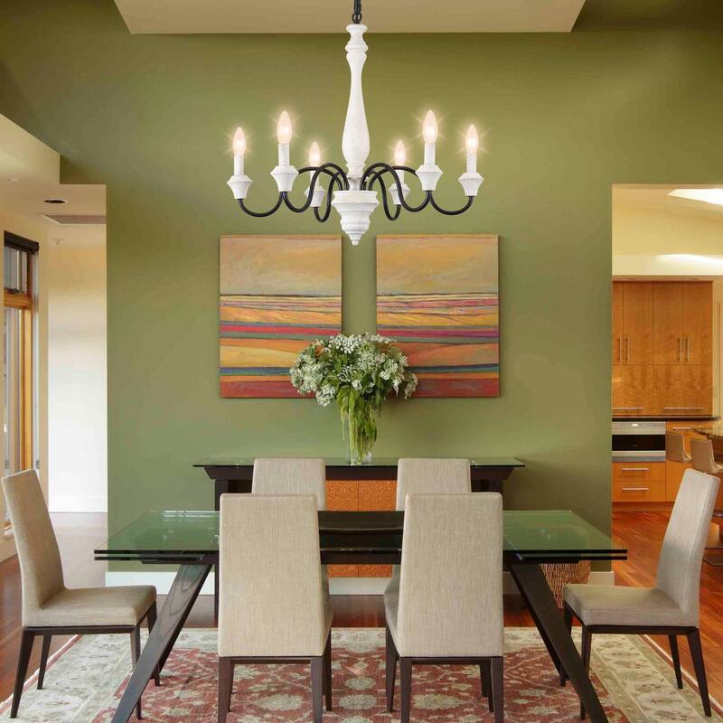 6-Light Farmhouse Branches Chandelier for Bedroom Study Dining Room