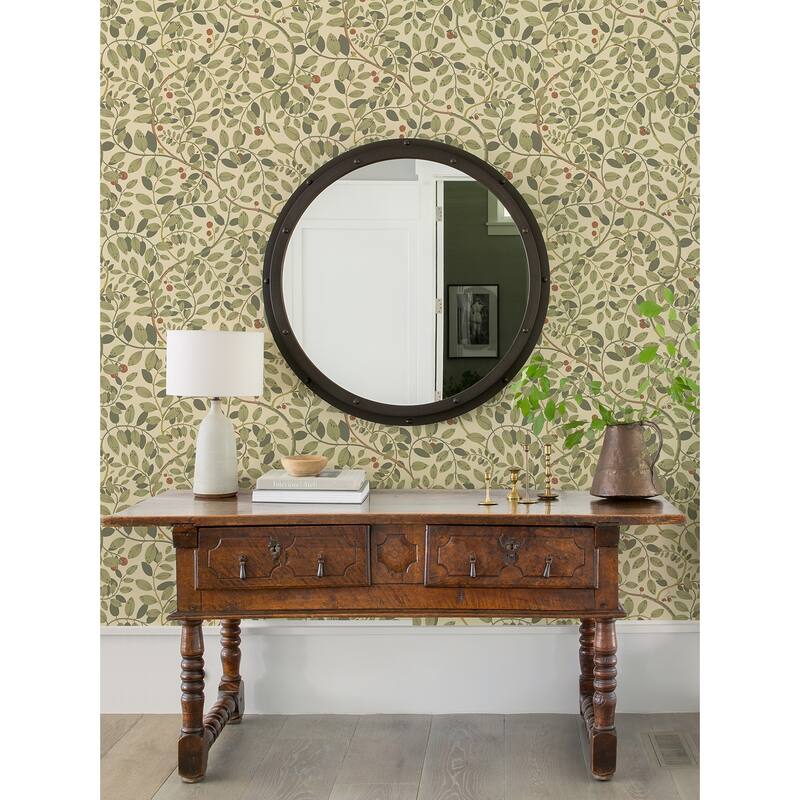 A-Street Prints Kirke Green Leafy Vines Wallpaper
