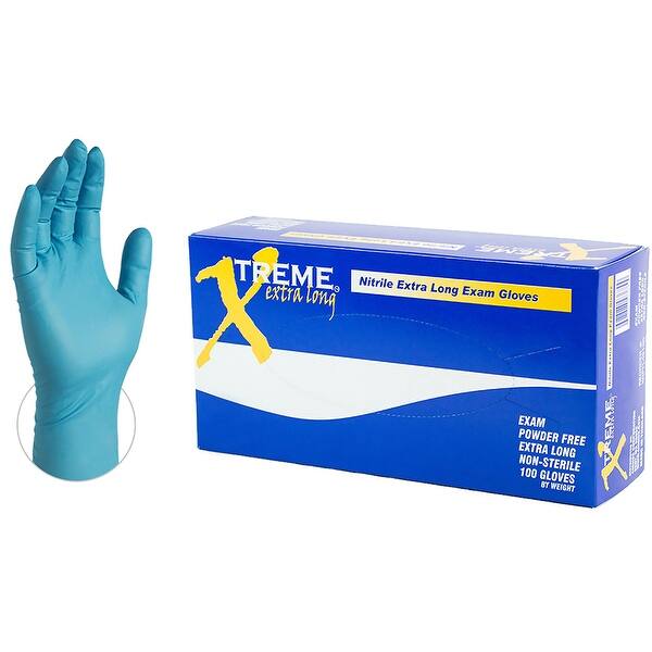 Shop Xtreme Xnpfl Extra Long Blue Nitrile Latex Free Disposable Gloves Case Of 1000 By Ammex Overstock 15422203