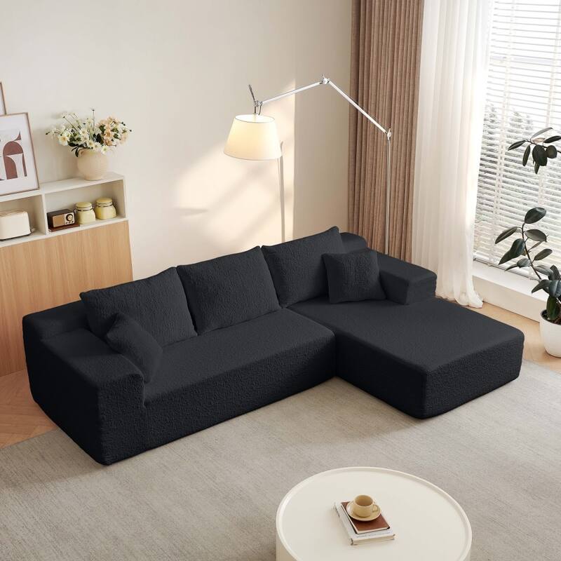 103.54" Modular Chenille Cloud Sectional Sofa with Throw Pillows - Black - Left Facing