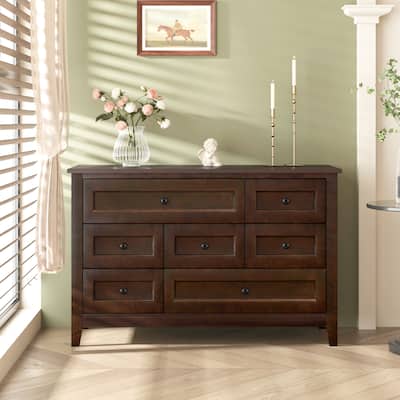 Vintage Wooden Storage Cabinet with Drawers and Retro Round Handles for Living Room, Dinning Room