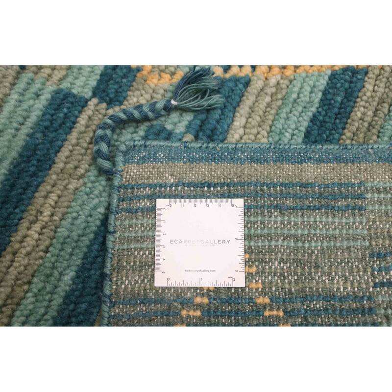 ECARPETGALLERY Hand-knotted Pak Finest Marrakesh Teal Wool Rug - 4'4 x 12'4