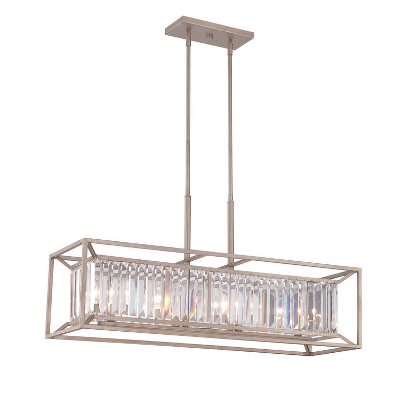 Designers Fountain Linares 4 Light 1 Tier Linear Chandelier - Aged Platinum