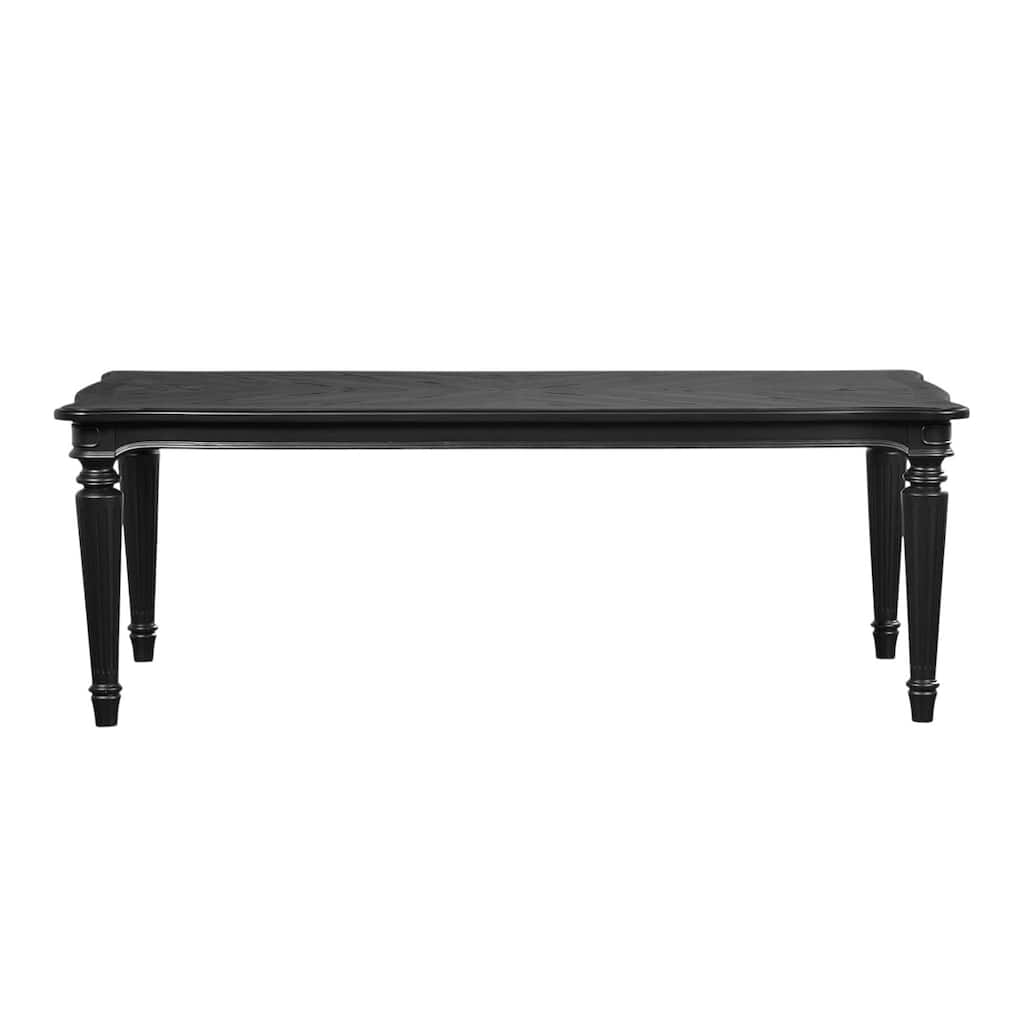 Rectangular Wooden Dining Table with Turned Fluted Legs