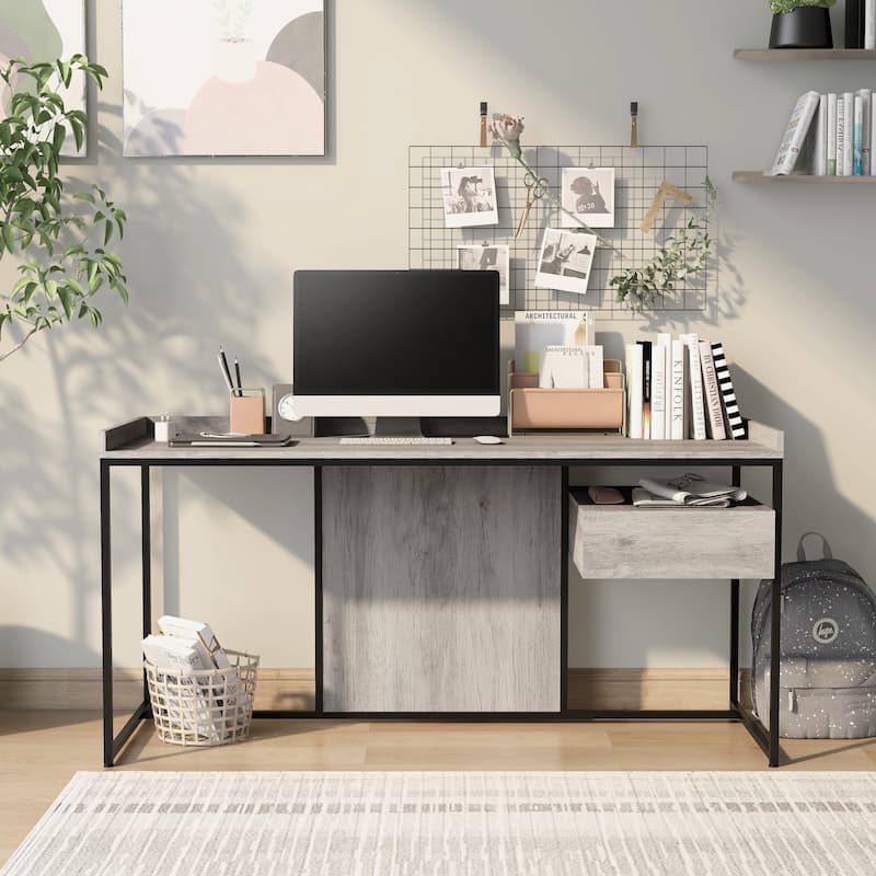 Jaxon Industrial 63-inch Steel Computer Desk with USB Ports by Furniture of America