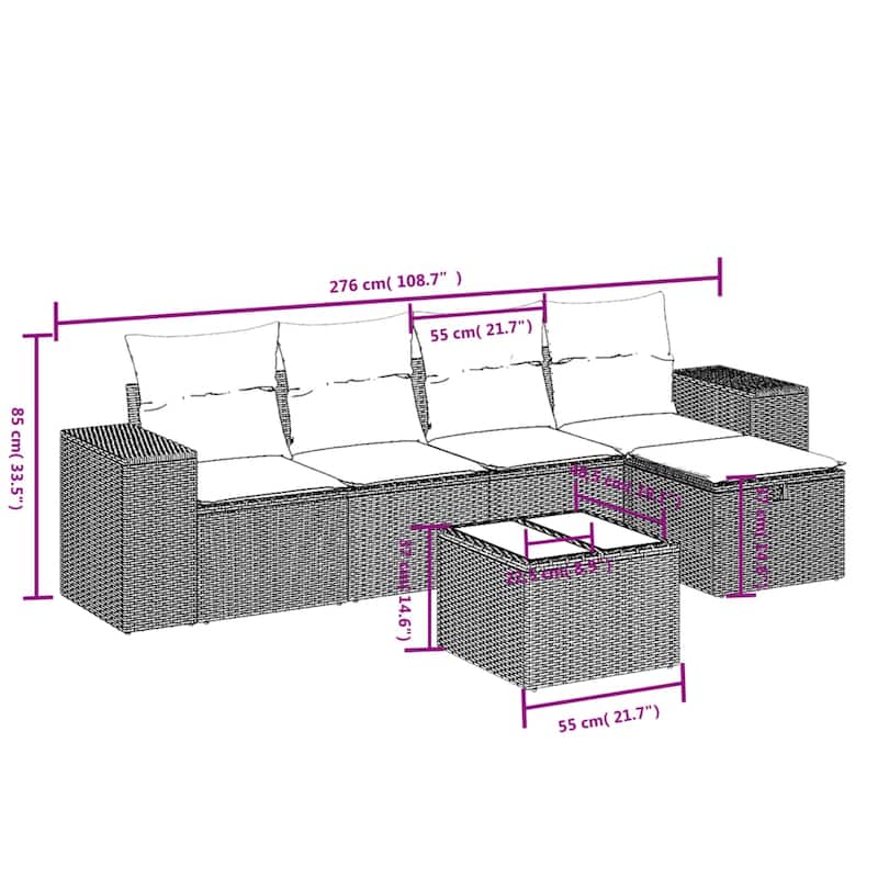 vidaXL Garden Sofa Set Beige/Black/Brown/Grey