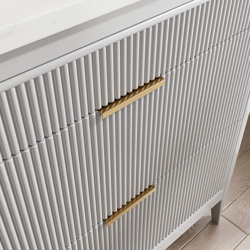 Modland 36" Freestanding Bathroom Vanity with Carrara Marble Top, Soft-Close Drawers, Fully Assembled, Green/Grey - 36 inch