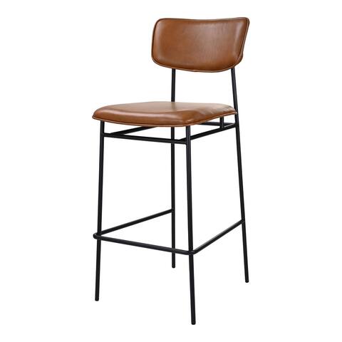 Aurelle Home Sally Modern Iron Frame Leather Upholstered Barstool
