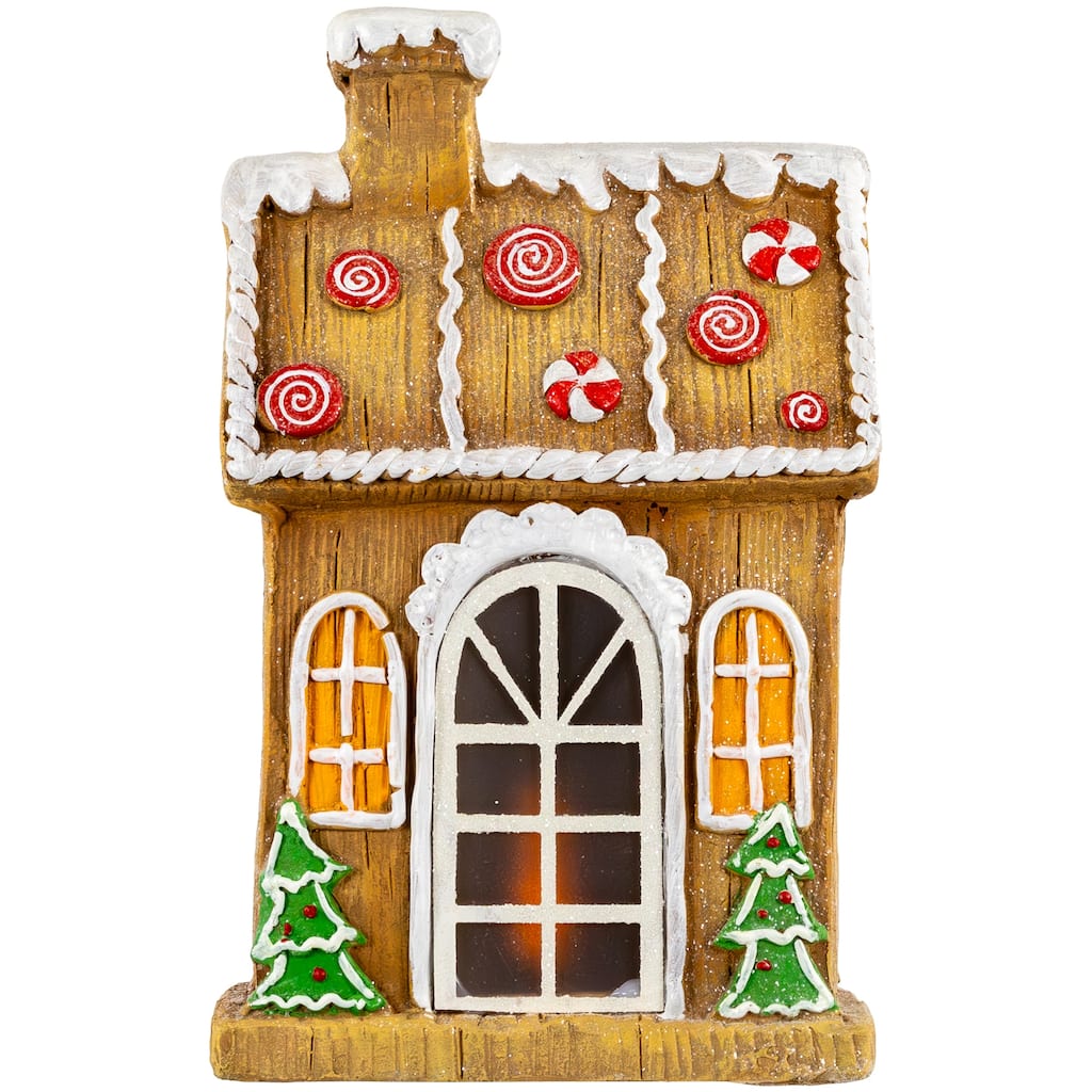 LED Lighted Peppermint Gingerbread House Christmas Decoration - 14"