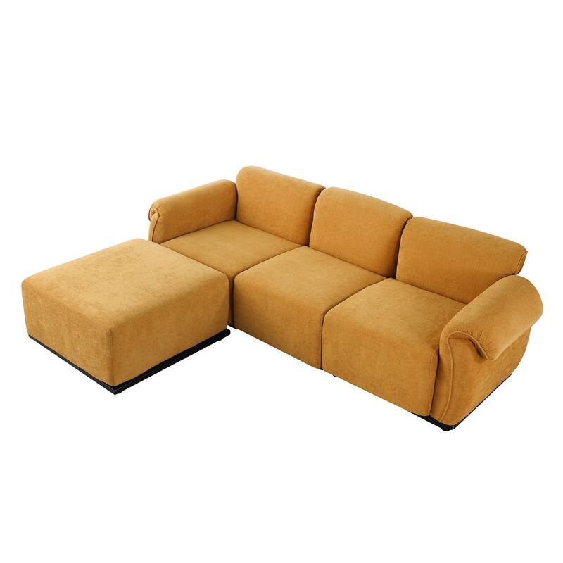 93" 4-Seater Chenille Modular Sofa - Fashionable Sectional with Iron Frame for Living Room