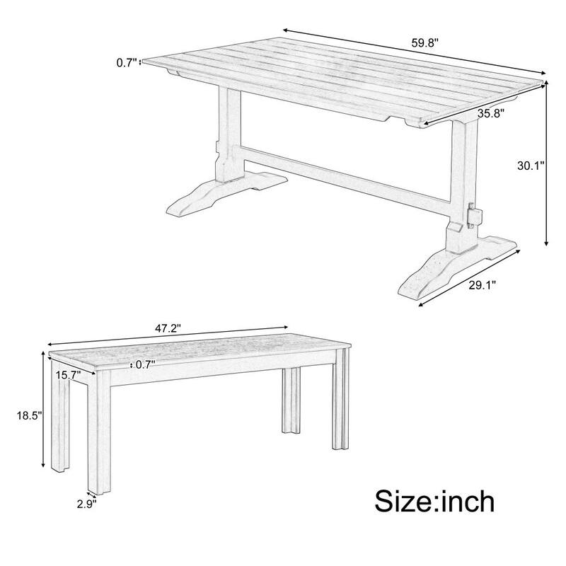 3-Piece Retro Dining Set for Dining Room