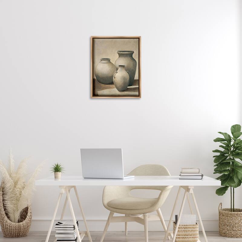 Stupell Trio of Vases Still Life Framed Floater Canvas Wall Art Design By André Mazo