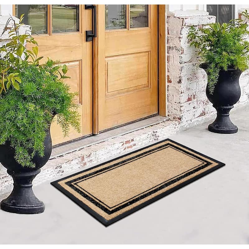 A1HC Picture Frame Natural Rubber & Coir Large Outdoor Doormat 24"x48"