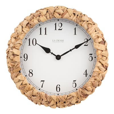 La Crosse Clock 14" Palm Leaf Wrapped Quartz Clock