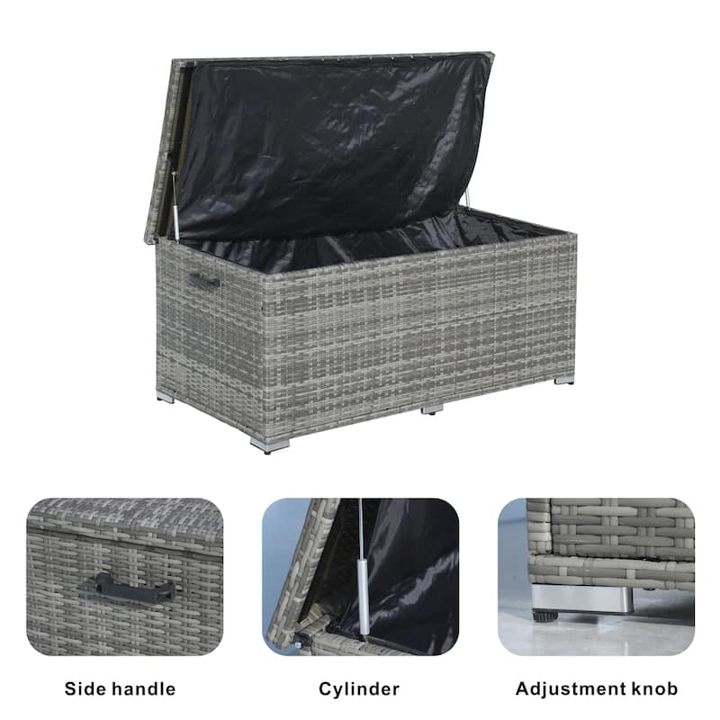 64 / 131 Gallon Outdoor Rattan Storage Deck Box with Metal Frame