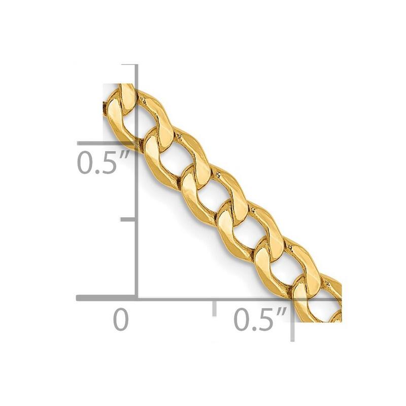 Curata 10k Yellow Gold 4.3mm Semi-solid Curb Link Chain Necklace Options: 16 18