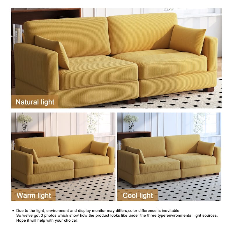 84.5″W Modern Corduroy Couch Modular Sofa