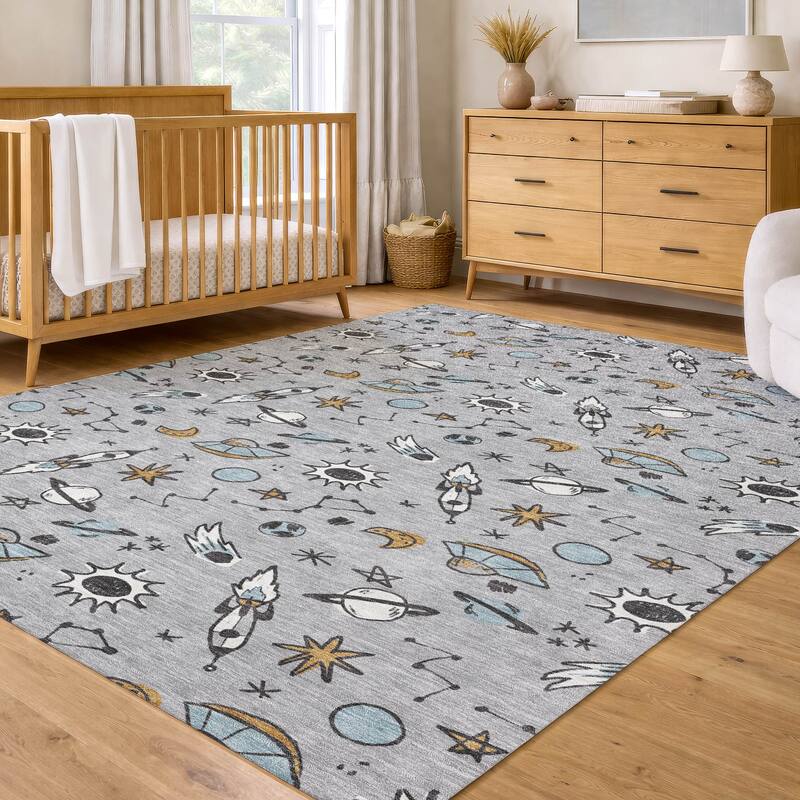 Machine Washable Indoor/ Outdoor Spaceship Chantille Rug