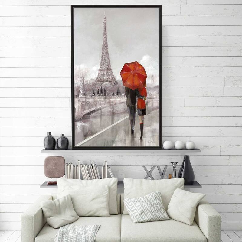 "Modern Couple In Paris" by Ruane Manning Print on Floating Canvas