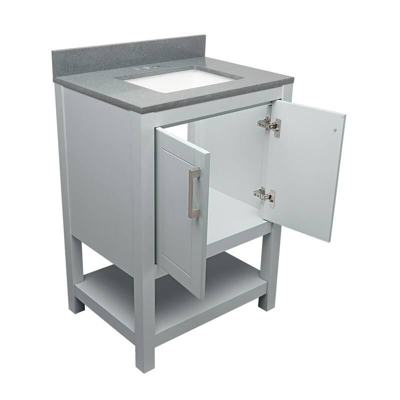 Taos 25" Bathroom Vanity with Cultured Marble Vanity Top Sink in White with White Basin