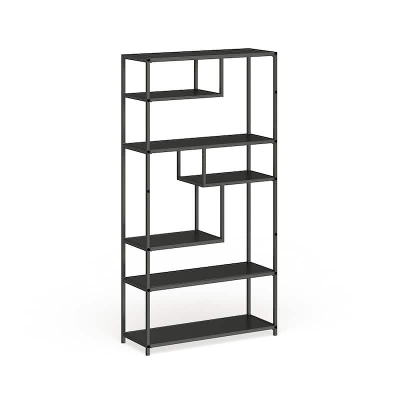 Zaur Urban 6-Shelf Grey Metal Open Back Tiered Bookshelf by Furniture of America - Grey