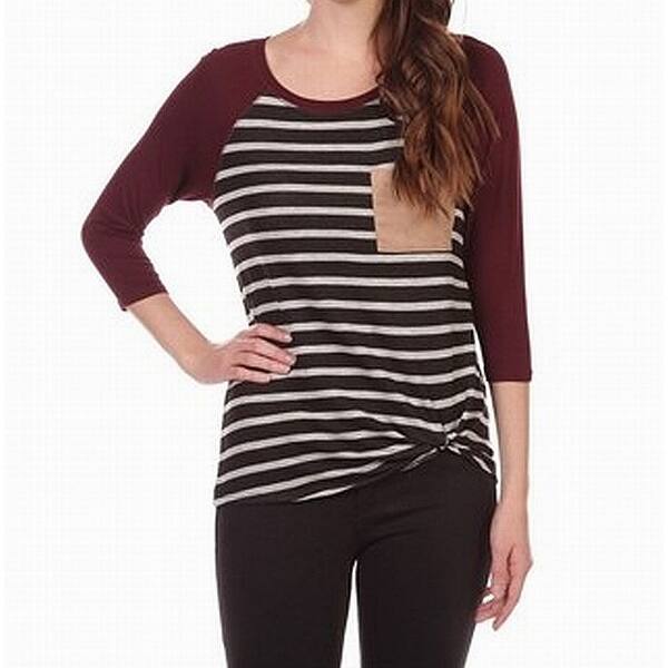 Moa Moa Womens Medium Twist-Detail Striped Knit Top