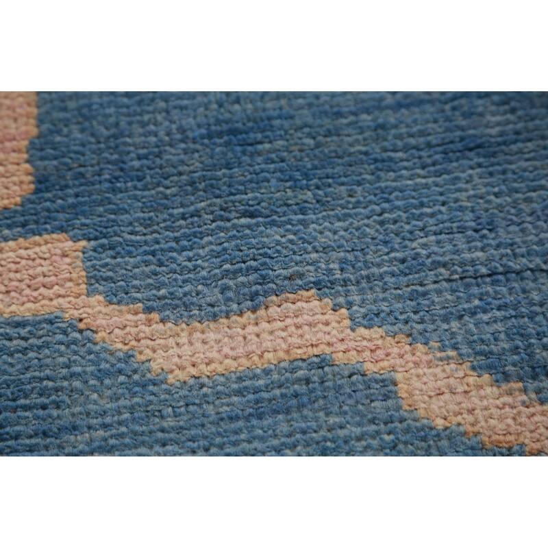 Hand Knotted Oriental 100% Wool Carpet Transitional All-Over Navy Blue & Blues Oushak Area Rug - 15' 7'' X 12' 3''