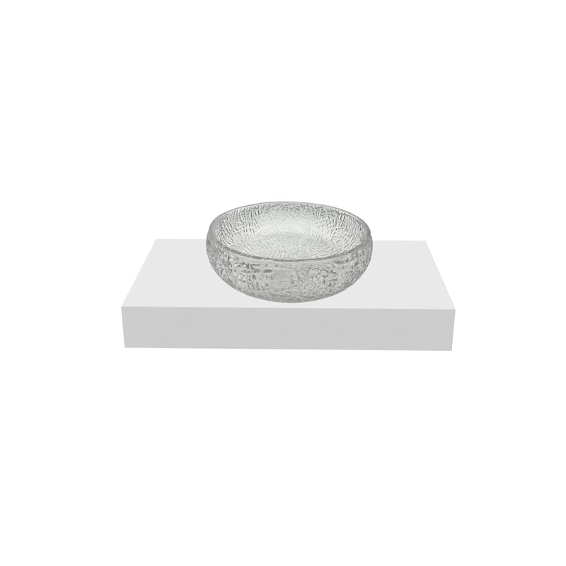 Moonshell 16" Round Decorative Crystal Vessel Sinks With White Base