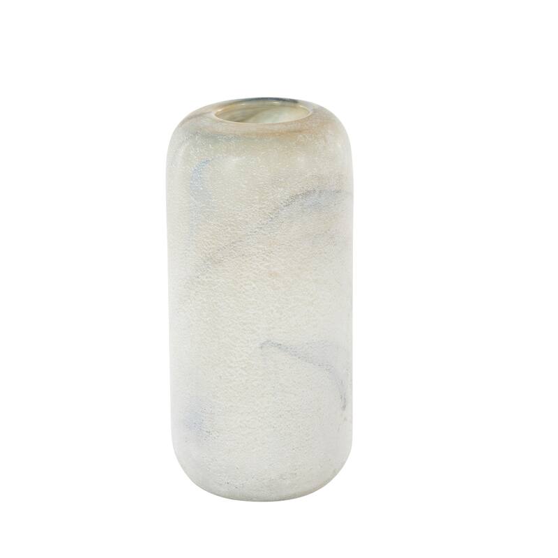Glass Distressed Decorative Vase with Blue and Tan Texturing - Cream - Roche River Decor