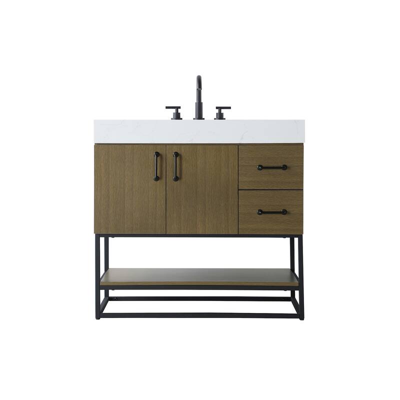 Elegant Lighting VF29236 Caroline 36" Free Standing Single Basin - Chestnut Brown